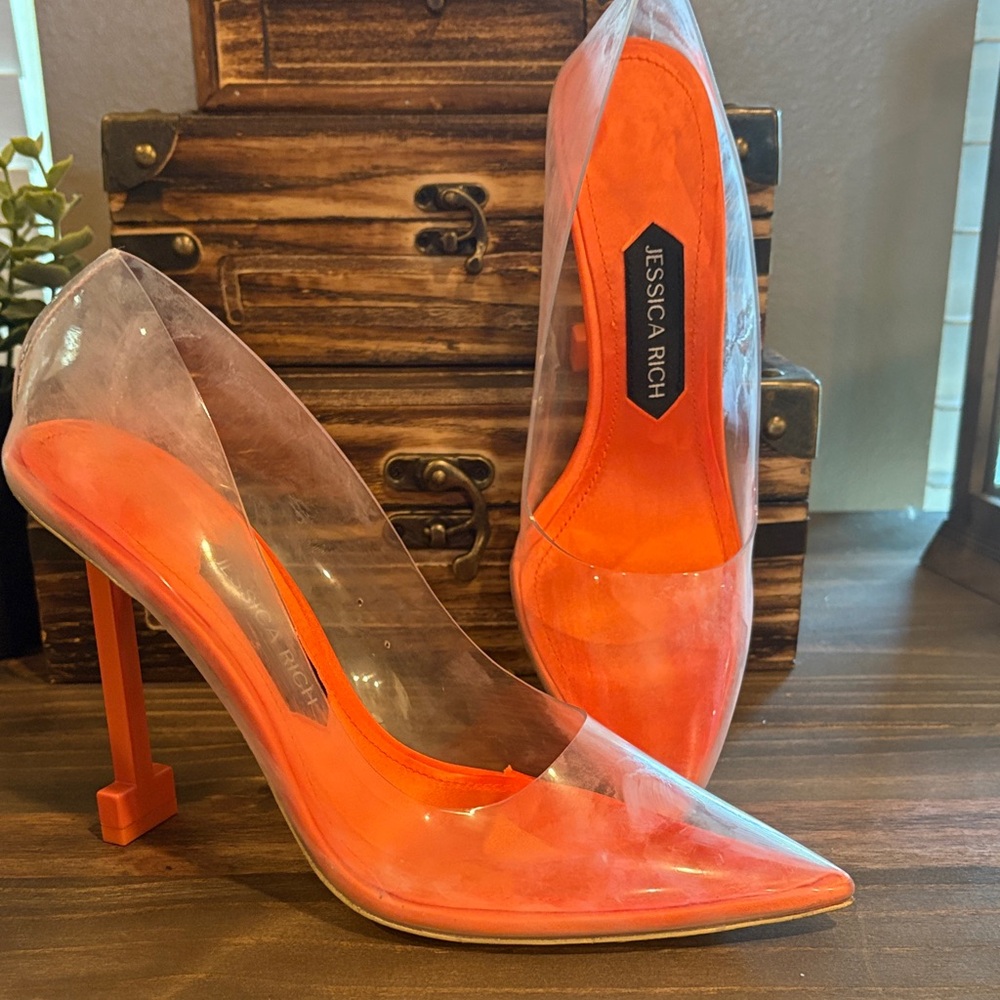 Jessica Rich Women's Clear and Orange Heels